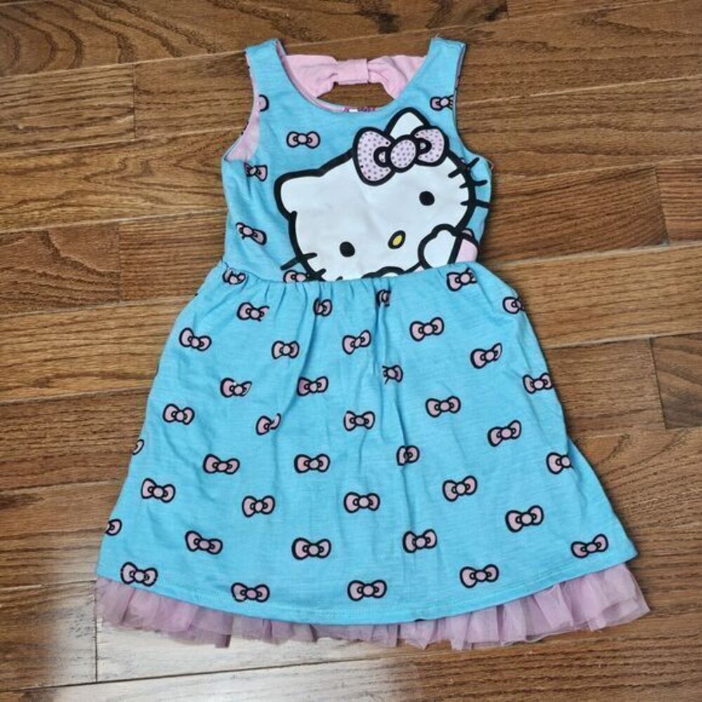 Sanrio Hello Kitty Dress Girls Size 4 Kids Blue Pink Tulle Tutu One Piece Outfit